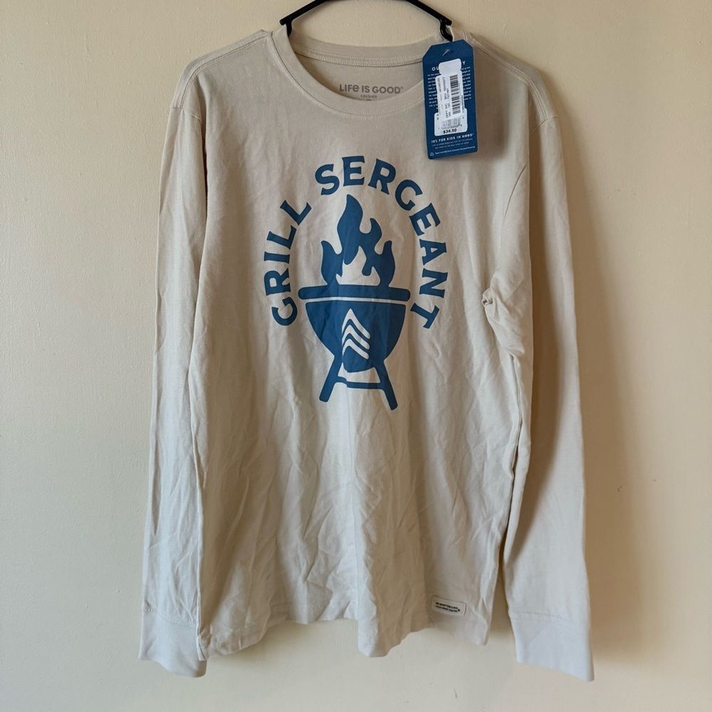 Life Is Good Crusher Tee Mens Grill Sergeant Long Sleeve New SZ Small